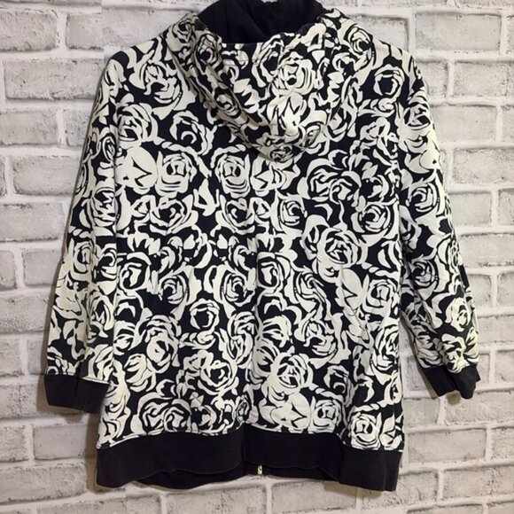 Tommy Hilfiger Womens XL black 34 Sleeve HoodieSweat Shirt wpocket floral - Picture 7 of 8